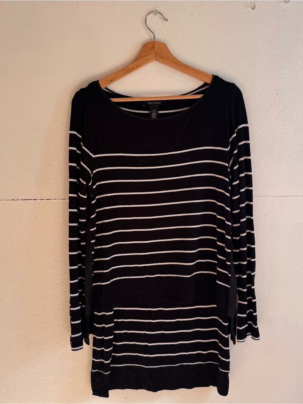 White House Black Market Black and White Striped Long Sleeve dress